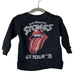 Kids Rolling Stones US Tour 78 Black Long Sleeve Sweatshirt  18M